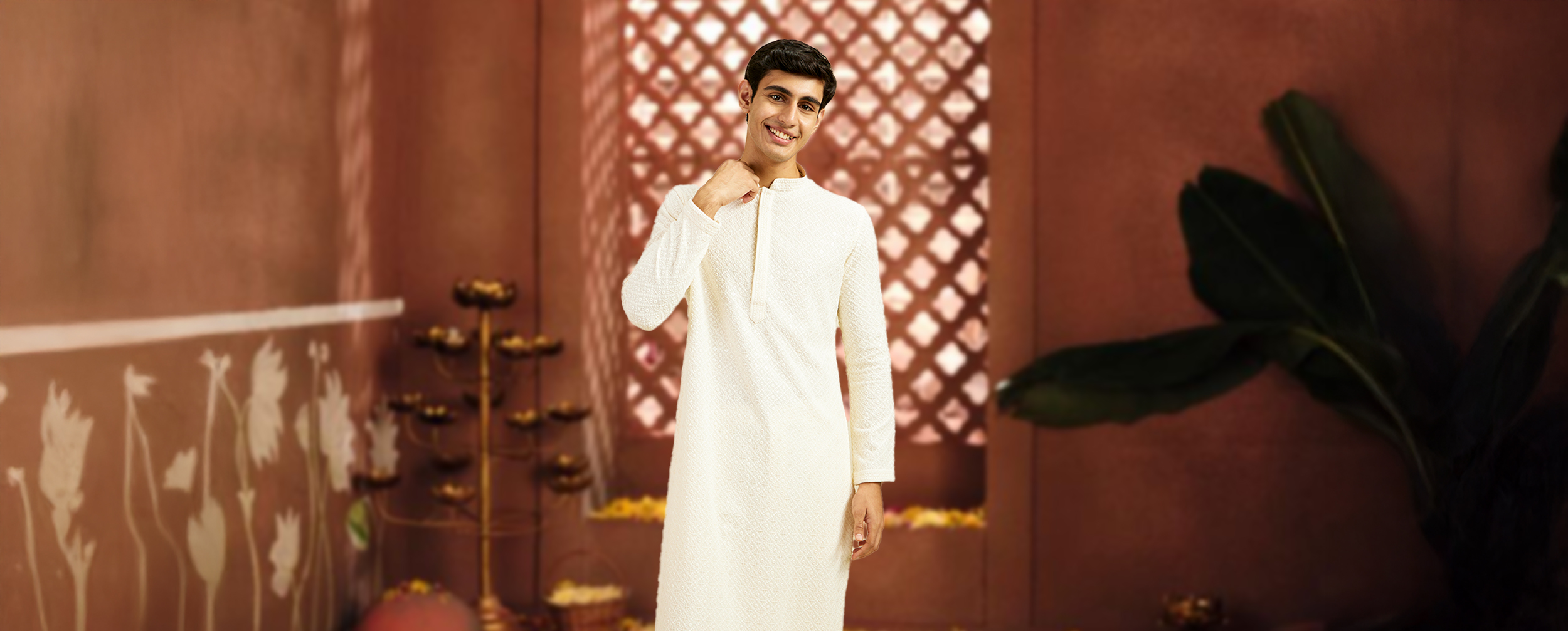 A boy in beautifull white kurta for holi A boy in beautifull white kurta for holi